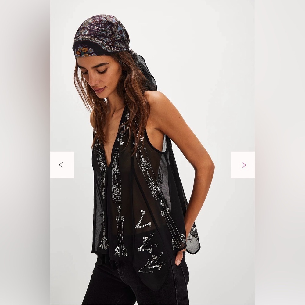Free People Ibiza Night Top Small Black NWT